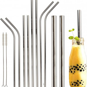 Set de 10 paie si 2 perii Youngever, otel inoxidabil/nailon, argintiu/alb
