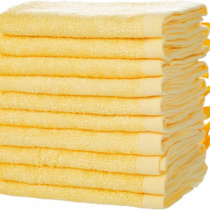 Set de 10 prosoape bebelusi MINIMOTO, textil, galben, 25 x 25 cm