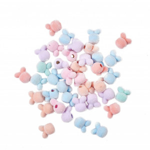 Set de 100 de margele cap de iepure pentru bricolaj Airssory , acrilic, multicolor, 11 x 10 mm