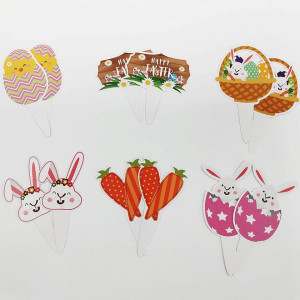 Set de 12 decoratiuni pentru prajituri de Paste HEIGOO, hartie, multicolor, 11 cm