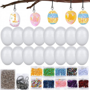 Set de 16 oua cu accesorii pentru decorat Akoemxeeo, plastic, multicolor, 4,5 x 6 cm