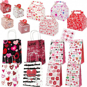 Set de 16 pungi/cutii pentru cadouri/prajituri Aviski, carton, multicolor
