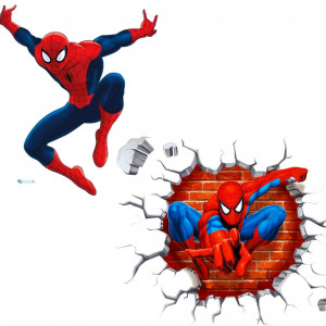 Set de 2 autocolante Spider-Man Kibi, vinil, multicolor, 40 X 47 cm