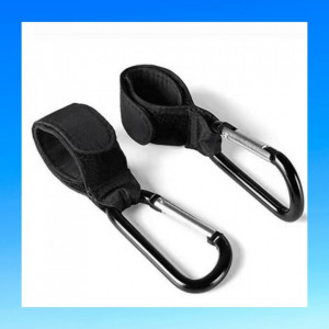 Set de 2 carlige multifunctionale pentru bagaje, piele/metal, negru, 3 x 15 x 0,5 cm
