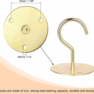 Set de 2 carlige pentru agatat ghivece/lampi Sourcing Map, metal, auriu, 65 x 75 mm