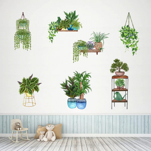 Set de 2 coli cu autocolante MERYSAN, ghivece, verde, PVC, 90 X 30 cm