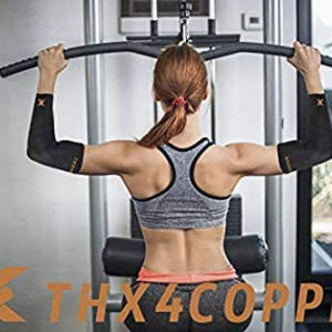 Set de 2 compresii pentru cot Thx4COPPER, textil/cupru, negru, M