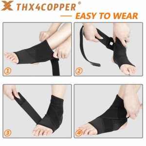 Set de 2 compresii pentru glezna Thx4COPPER, textil, negru, S/M