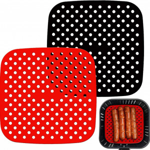 Set de 2 covorase pentru friteuza NANYUE, silicon, rosu/negru, 19 cm