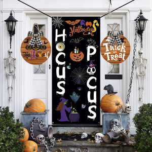Set de 2 decoratiuni de Halloween JoyTplay, lemn/textil, multicolor, 50 x 30 cm