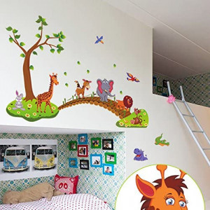 Set de 2 foi cu autocolante pentru copii Kibi, multicolor, animale, vinil, 86 x 135 cm