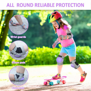 Set de 2 genunchiere, 2 cotiere si 2 protectii pentru incheietura GIEMIT, PVC/EVA, violet/gri