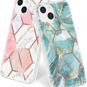 Set de 2 huse de protectie pentru iPhone 13 Anshow, TPU, multicolor, 6,1 inchi