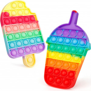 Set de 2 jucarii anti-stres Sovinia, silicon, multicolor, 10 x 17 cm