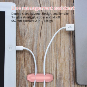 Set de 2 organizatoare pentru cabluri GHJK, silicon, roz, 6,3 x 2 cm