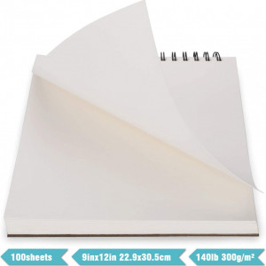 Set de 2 pachete cu 70 coli pentru desen AGPTEK, hartie, alb, 22,86 x 30,48 cm