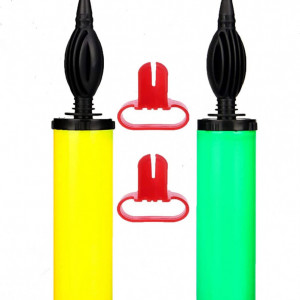 Set de 2 pompe pentru umflat baloane Ding Yongliang, plastic, verde/galben, 28 x 5 cm