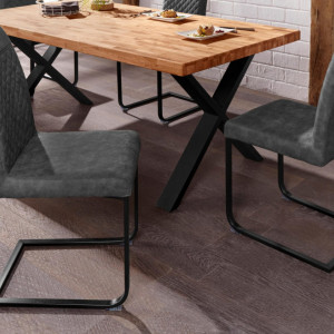 Set de 2 scaune Willy, microfibra/metal, gri/negru, 45 x 60 x 97 cm