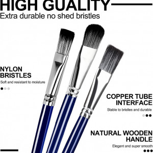 Set de 21 pensule cu spatula farfurie si bureti pentru pictura Artkaler, lemn/par/meta, albastru