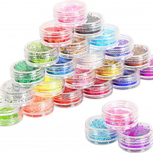 Set de 24 cutii cu sclipici AirSMall, multicolor, acril
