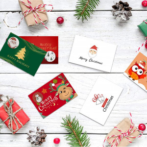 Set de 24 felicitari, 24 plicuri si 2 foi cu stickere pentru Craciun Sunshine, hartie, multicolor, 10 x 15 cm