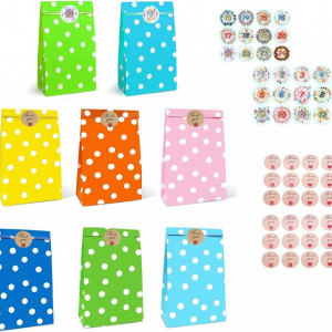 Set de 24 pungi si 48 stickere Gicrel, hartie, multicolor, 24 x 13 x 8 cm