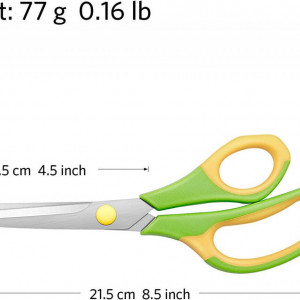 Set de 3 foarfeci Asdirne, plastic/otel inoxidabil, argintiu/galben/verde, 21,5 x 7 cm