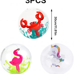 Set de 3 mingi de plaja XiXiRan, PVC, multicolor, 30 cm