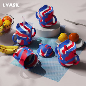 Set de 4 cani pentru bebelusi LYASIL, silicon, multicolor, 227 ml