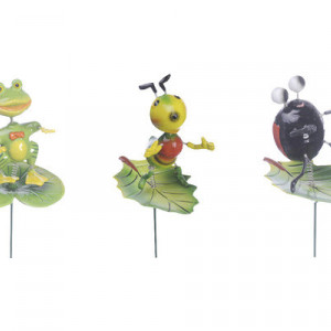 Set de 4 decoratiuni gradina Karll fluture/libelula/albina/broasca/pasare/furnica
