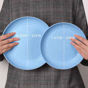 Set de 4 farfurii rotunde Generic, plastic, multicolor, 22 cm