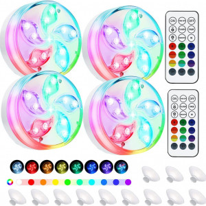 Set de 4 lumini submersibile pentru piscina Ranipobo, LED, RGB, silicon, 8 x 3,5 cm