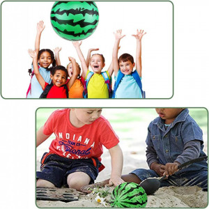 Set de 4 mingi pentru plaja cu pompa BESTZY, PVC, verde/negru/rosu, 20 cm