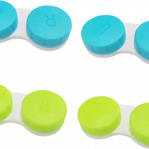 Set de 4 suporturi pentru lentile HEIGOO, galben/albastru, plastic, 6,5 x 2,5 x 1,2 cm