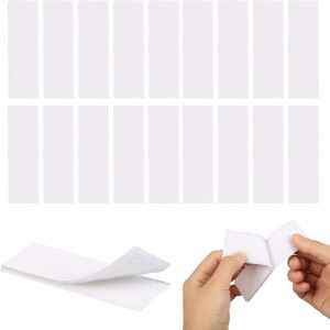 Set de 50 benzi dublu adezive cu velcro HAKOTOM, nailon, alb, 10 x 3 cm