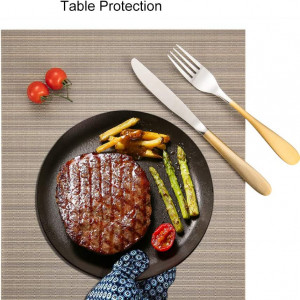 Set de 6 naproane Myir JUN, PVC, auriu, 30 x 45 cm