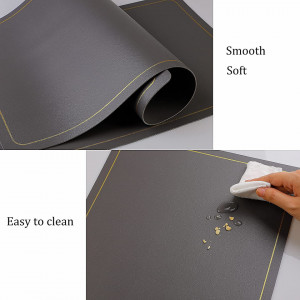 Set de 6 naproane, piele PU, gri/auriu, 30 x 45 cm