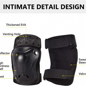 Set de 6 protectii pentru ciclism/patinaj Wildken, plastic/poliester, negru, L, 70-100 kg