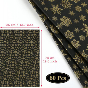 Set de 60 de coli pentru ambalaj/bricolaj Naler, hartie, negru/auriu, 35 x 50 cm