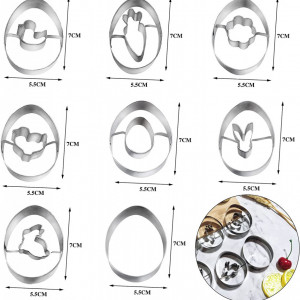 Set de 8 forme de biscuiti pentru Paste Azexcy, otel inoxidabil, argintiu, 5,5 x 7 cm