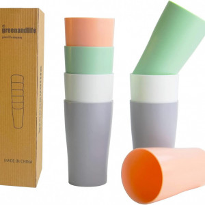 Set de 8 pahare Greenandlife, plastic, multicolor, 12,9 x 7,3 cm, 400 ml