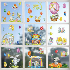Set de 9 coli cu stickere pentru fereastra Jingyukj, PVC, multicolor