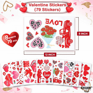 Set de 9 foi cu autocolante de Valentine's Day Sayala, PVC, rosu, 30 x 20 cm