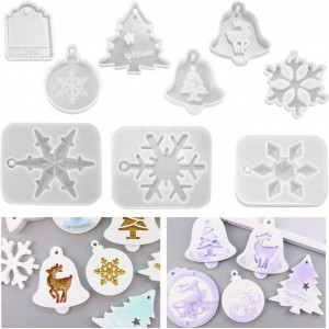 Set de 9 matrite pentru decoratiuni de Craciun Keyzone, silicon, alb