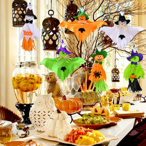 Set de banner cu 6 decoratiuni de Halloween Qpout, multicollor, hartie, 11 x 10 cm / 14 x 33 cm
