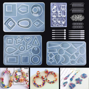 Set de creatie cu matrite si accesorii pentru bijuterii WXLAA, silicon/plastic/metal, alb/argintiu