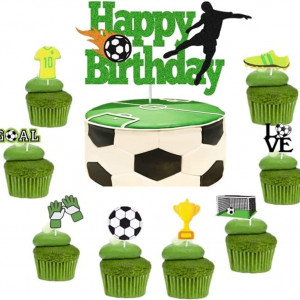 Set de decoratiuni pentru ornare tort HJHL, hartie, multicolor, fotbal
