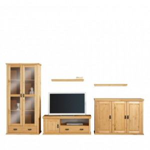 Set de mobilier pentru living Marilee, lemn masiv, natur, 5 piese
