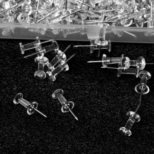 Set de pioneze pentru notite Nuoshen, 200 piese, plastic/metal, transparent, 2,2 x 0,8 cm