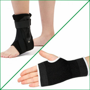 Set de suport pentru glezna si suport pentru incheietura mainii KIJUH, negru, nailon, S